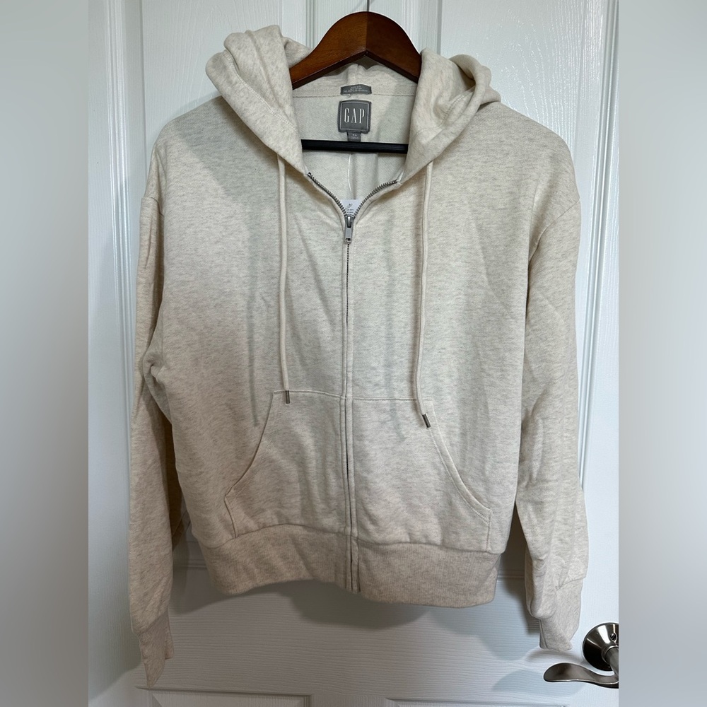 GAP Women's Cream Full Zip Hoodie Sweater